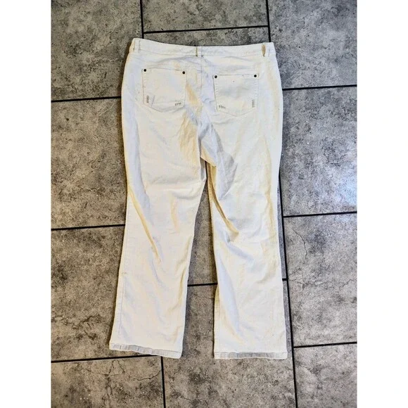 Michael Kors Size 18W Off White Bootcut Jeans Silver Hardware Comfortable - Picture 8 of 16